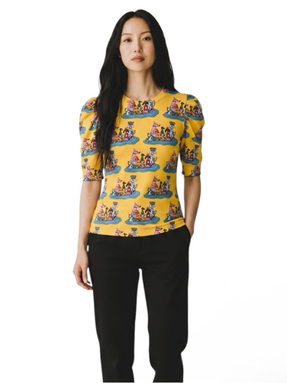 NOOWORKS Party Dogs Print Knit Top
